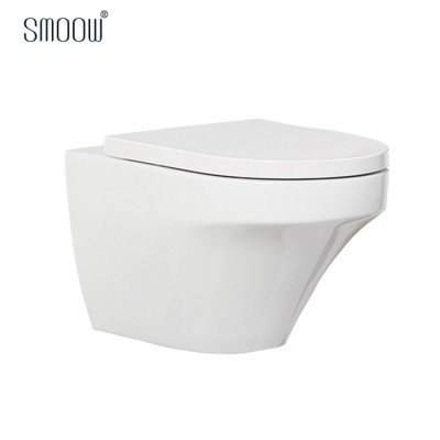 New hotel round shape ceramic rimless wall hung toilet in white