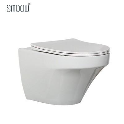 Ceramic new rimless washdown wall hung toilet for oem hotel bathroom